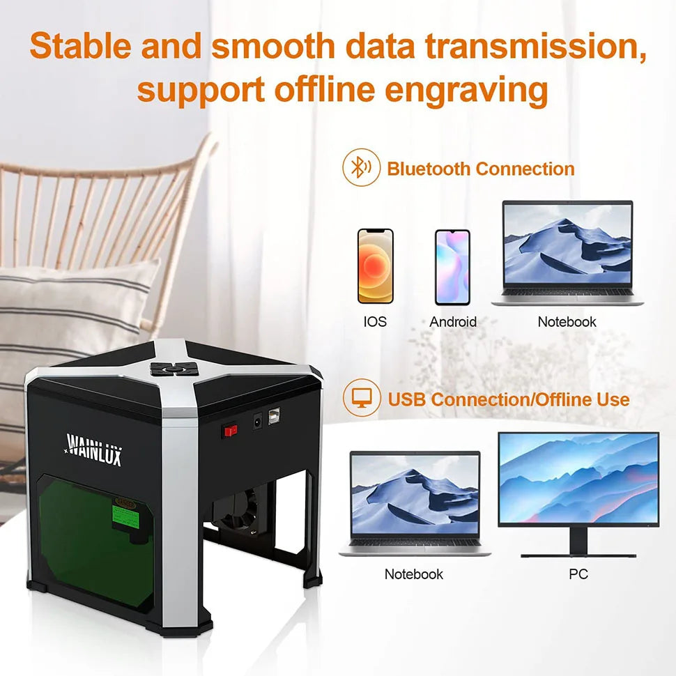 WAINLUX K6 PRO Laser Engraver K6 3000mw CNC Bluetoot Mini Laser Engraving Machine DIY Logo Mark Printer Cutter Woodworking Wood Plastic FREE Shipping