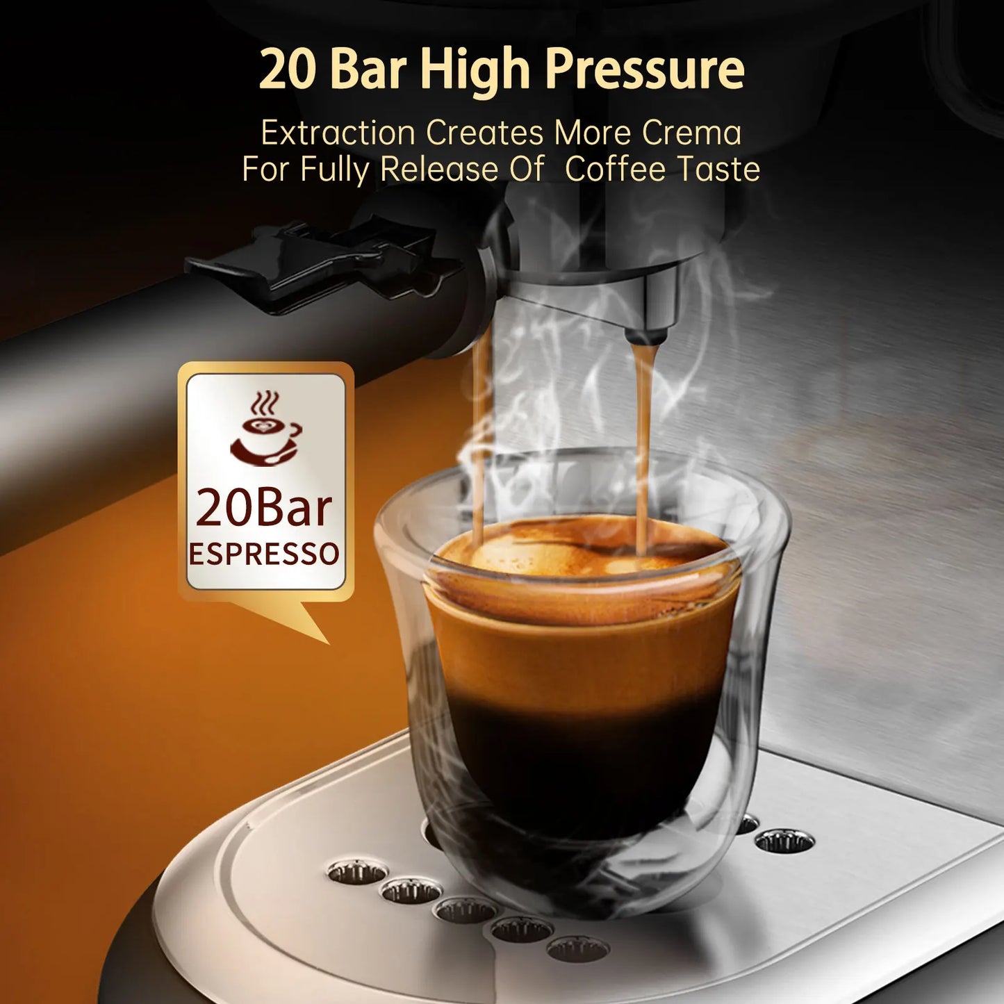 HiBREW Coffee Maker Cafetera 20 Bar Inox Semi Automatic Super Slim ESE POD & Powder Espresso Machine Hot Water H11 FREE Shipping