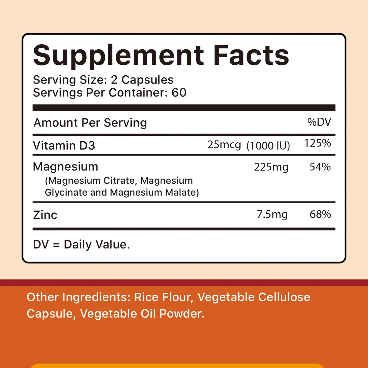 Magnesium with Zinc & Vitamin D3 - for Sleep, Bone, Heart, Immune Support, Relieve Stress and Improve Mood - 120 Capsules Free Shipping