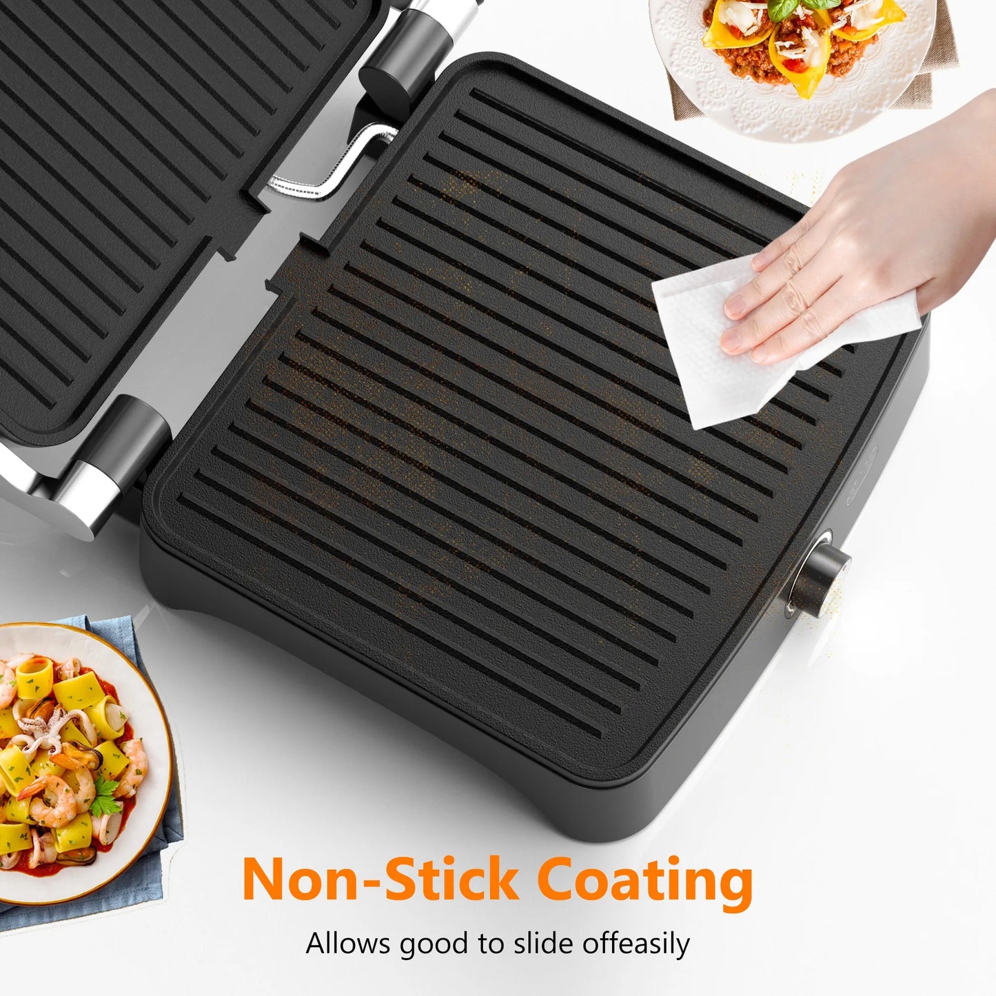 Panini Press Grill Indoor Sandwich Maker with Temperature Setting, 4 Slice Non-stick Grill, Opens 180 Degrees, 1200 W FREE Shipping