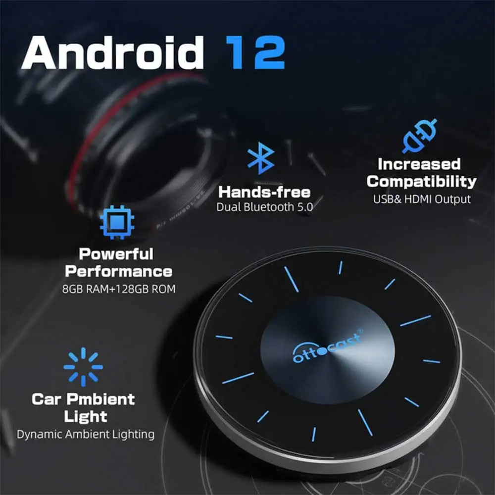 OTTOCAST P3 Android AI Box Wireless CarPlay Android Auto TV Box for HDMI Output Car Accessories Built in GPS for Youtube Netflix FREE SHIPPING