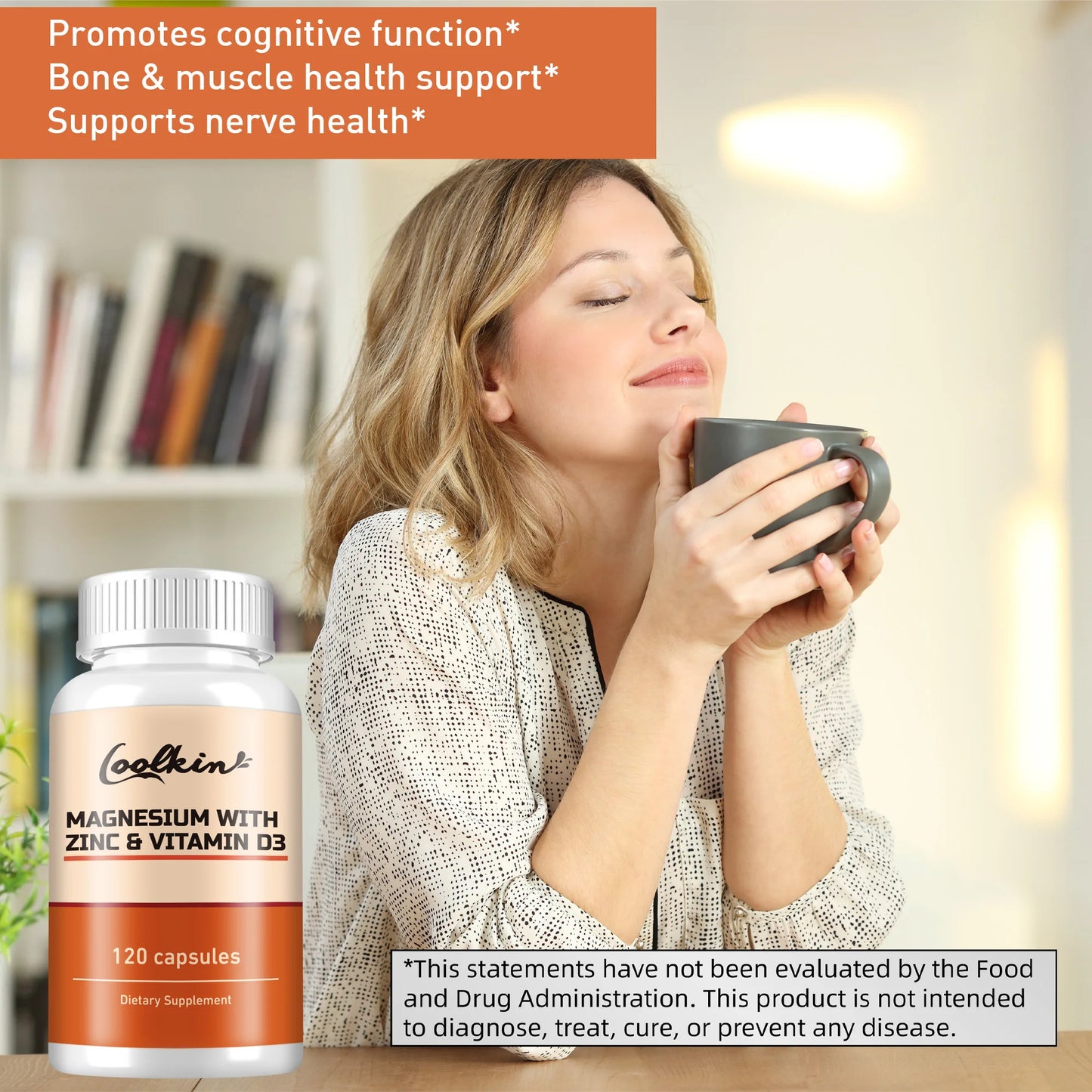 Magnesium with Zinc & Vitamin D3 - for Sleep, Bone, Heart, Immune Support, Relieve Stress and Improve Mood - 120 Capsules Free Shipping