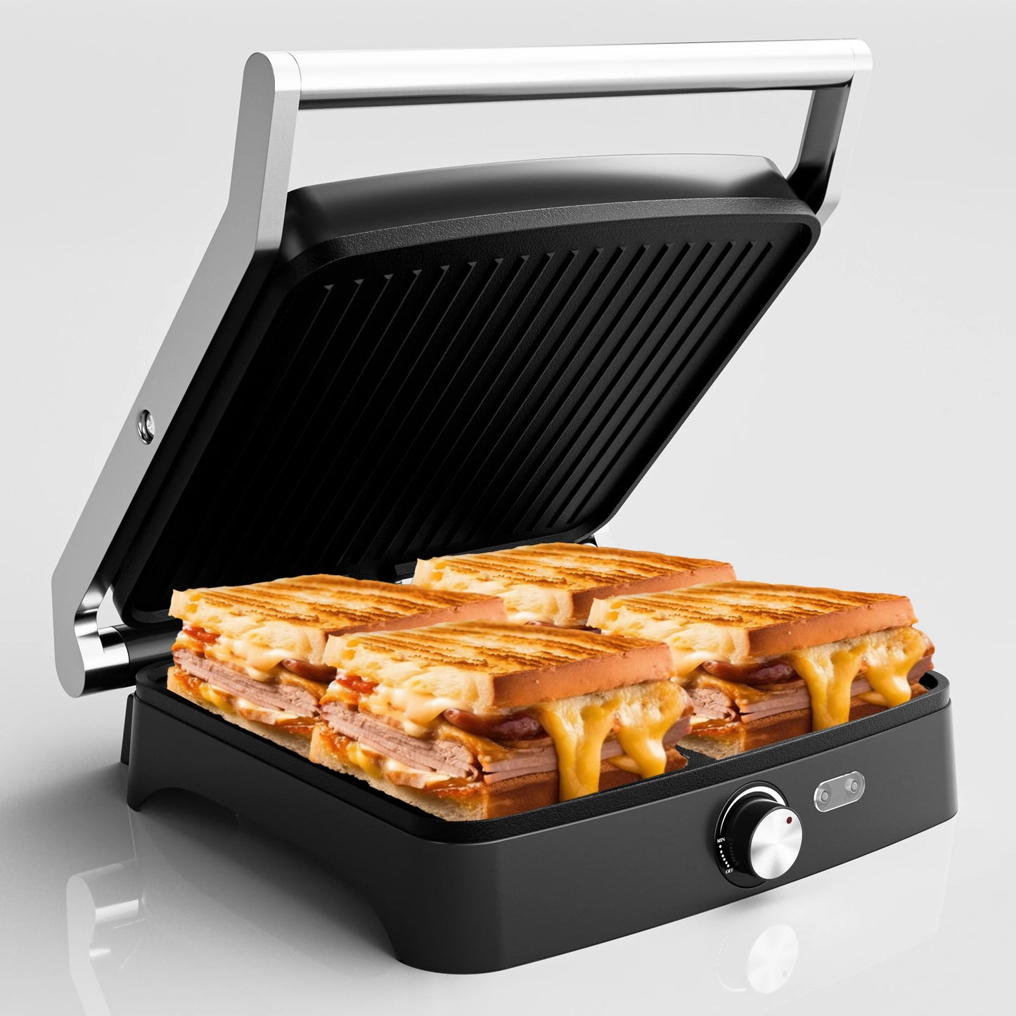 Panini Press Grill Indoor Sandwich Maker with Temperature Setting, 4 Slice Non-stick Grill, Opens 180 Degrees, 1200 W FREE Shipping