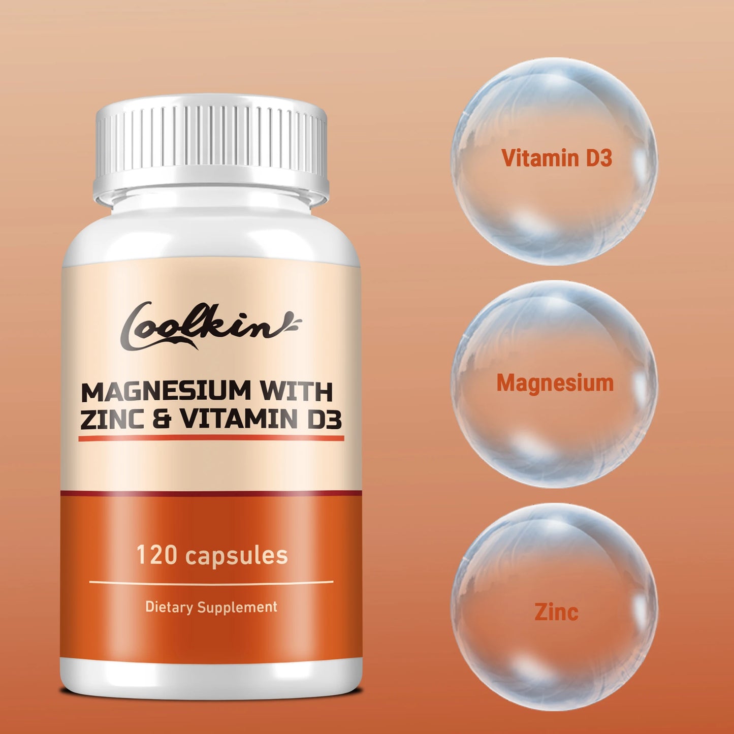 Magnesium with Zinc & Vitamin D3 - for Sleep, Bone, Heart, Immune Support, Relieve Stress and Improve Mood - 120 Capsules Free Shipping