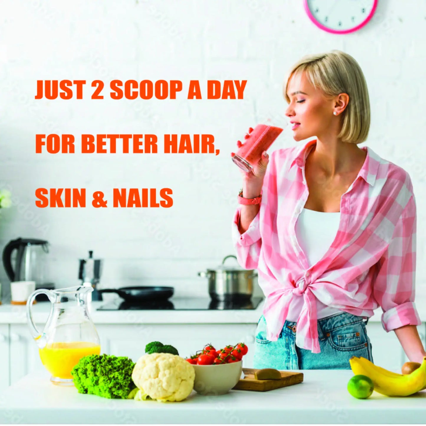 Nature4U Multi Collagen Peptides Powder with Biotin, Hyaluronic Acid, , Vitamin C for Healthy Hair, Skin, Nails, Joint, 1.1LB FREE Shipping