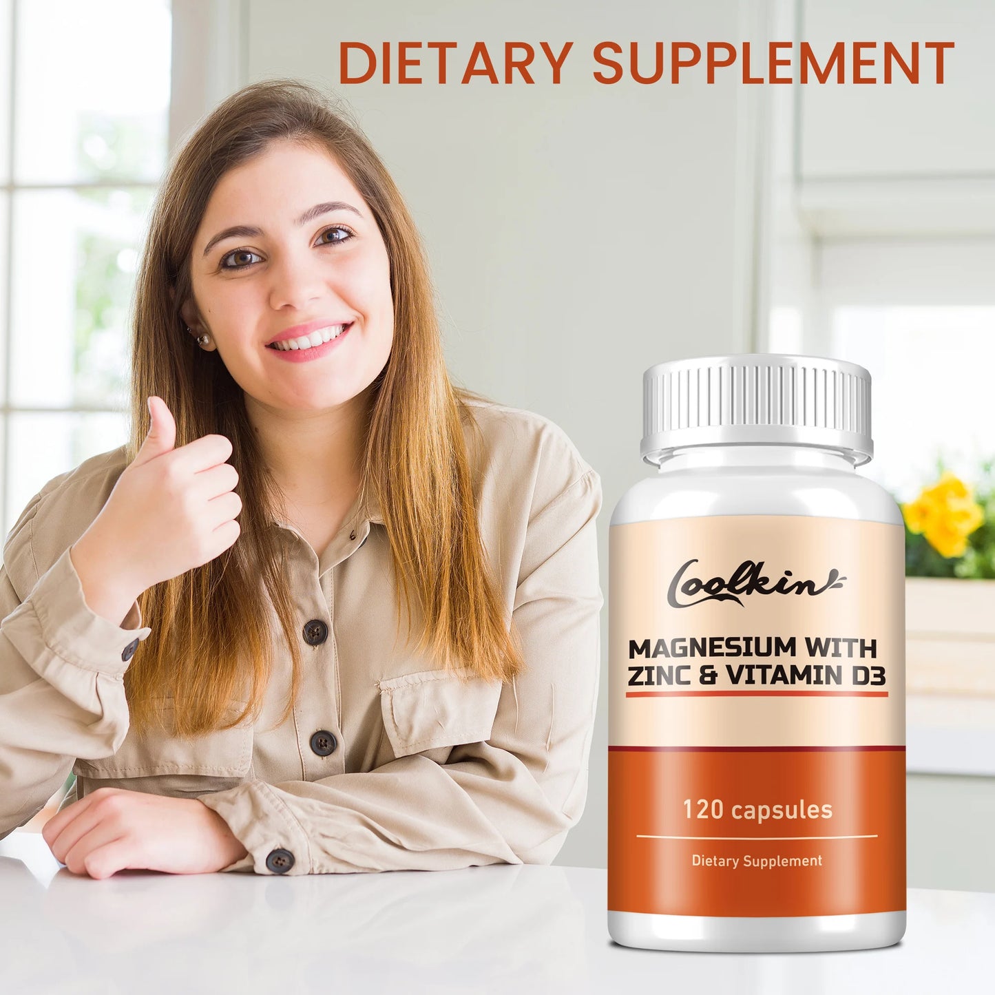 Magnesium with Zinc & Vitamin D3 - for Sleep, Bone, Heart, Immune Support, Relieve Stress and Improve Mood - 120 Capsules Free Shipping