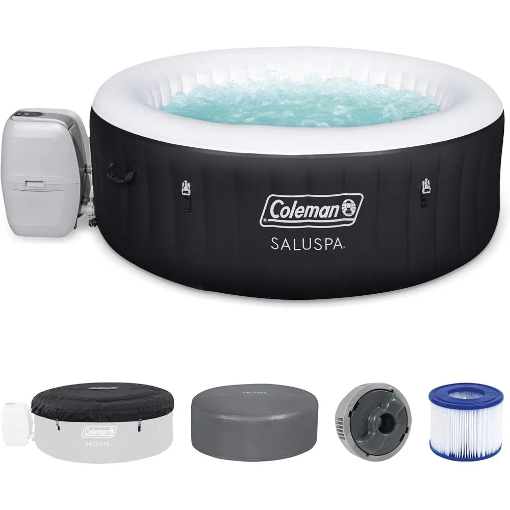 Coleman Large Circular Inflatable Hot Tub for 2 To 4 People, Portable Outdoor Spa Pool with 120 AirJets and EnergySense Covers FREE Shipping