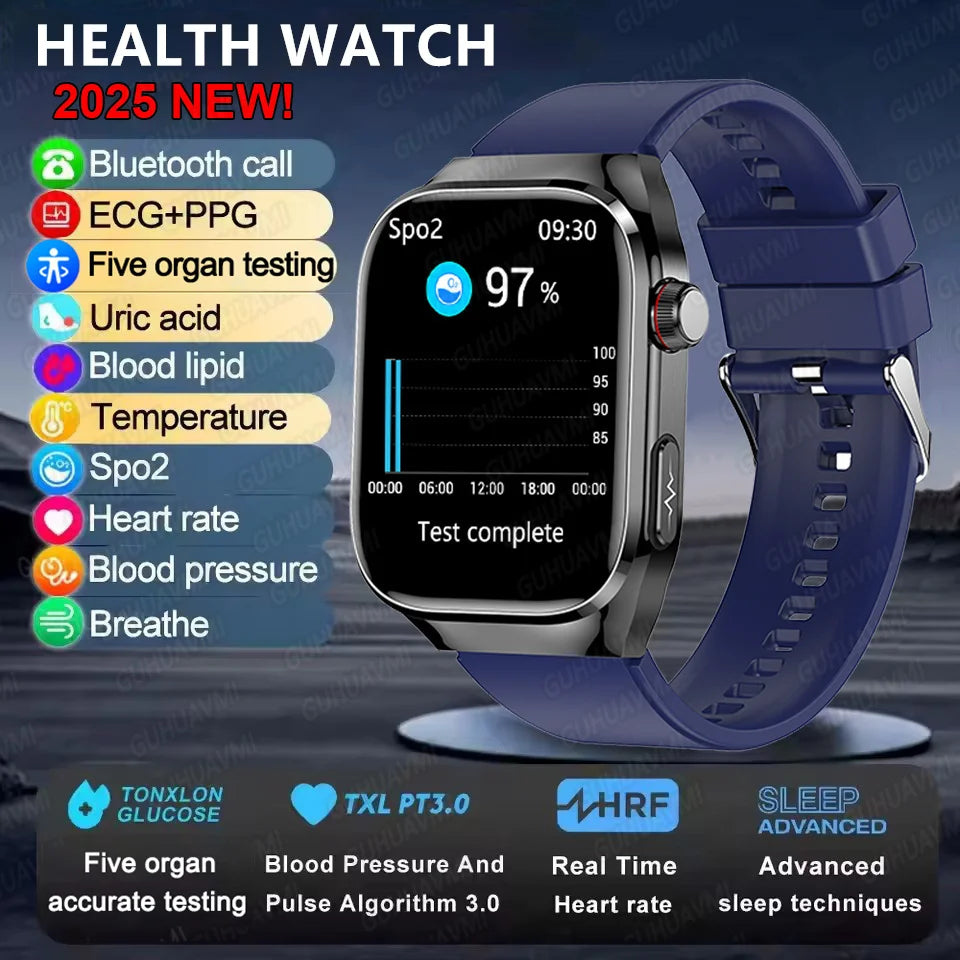 Micro Physical Examination Smart Watch For Men Uric Acid Body Fat Five Organ Health Watches Bluetooth Call SmartBracelet FREE Shipping