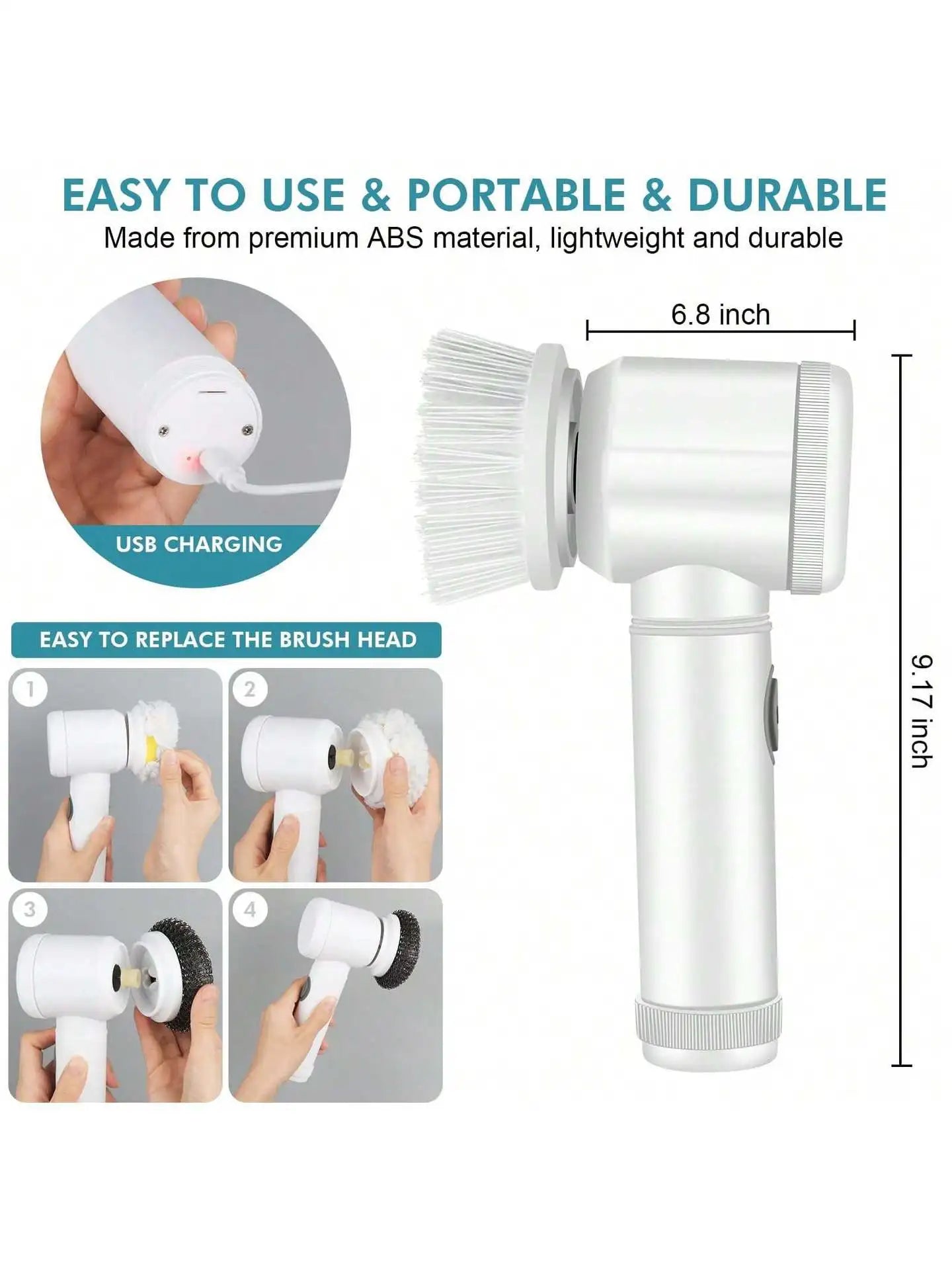 5 in 1 Powerful Electric Cleaning Brush Spin Scrubber Brush Deep Cleaning with 5 Replaceable Heads For Bathroom Kitchen 2025 FREE Shipping