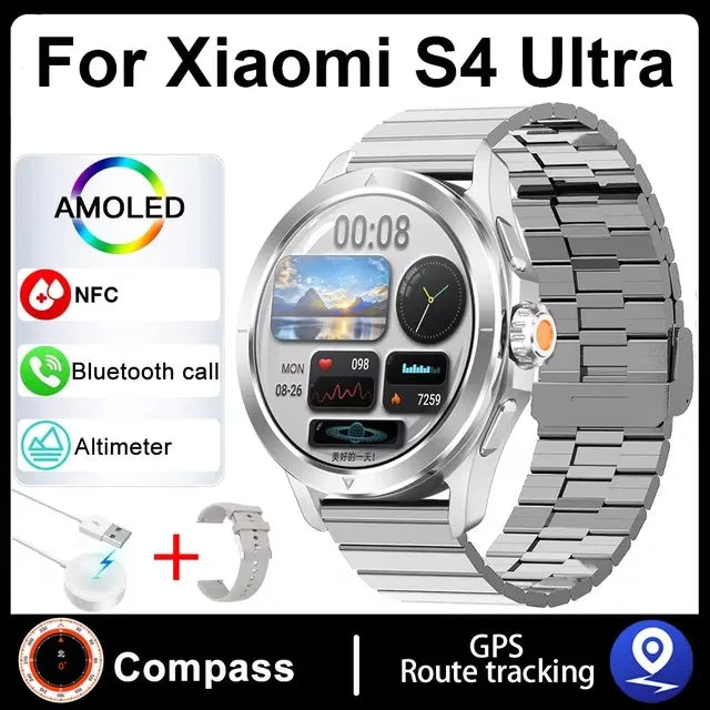 Xiaomi S4 Ultra Outdoor Sports Smart Watch Men 1.53 inch AMOLED NFC GPS Compass Heart rate Waterproof BT Call Smartwatch reloj Xiaomi FREE Shipping