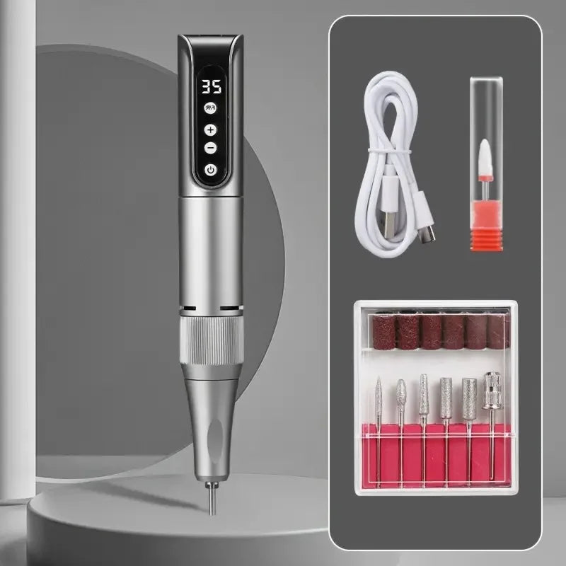 35000RPM Wireless Nail Drill Pen USB Nail File Polishing Pen Rechargeable Nail Drill Machine Portable Manicure Drill Salon Tool