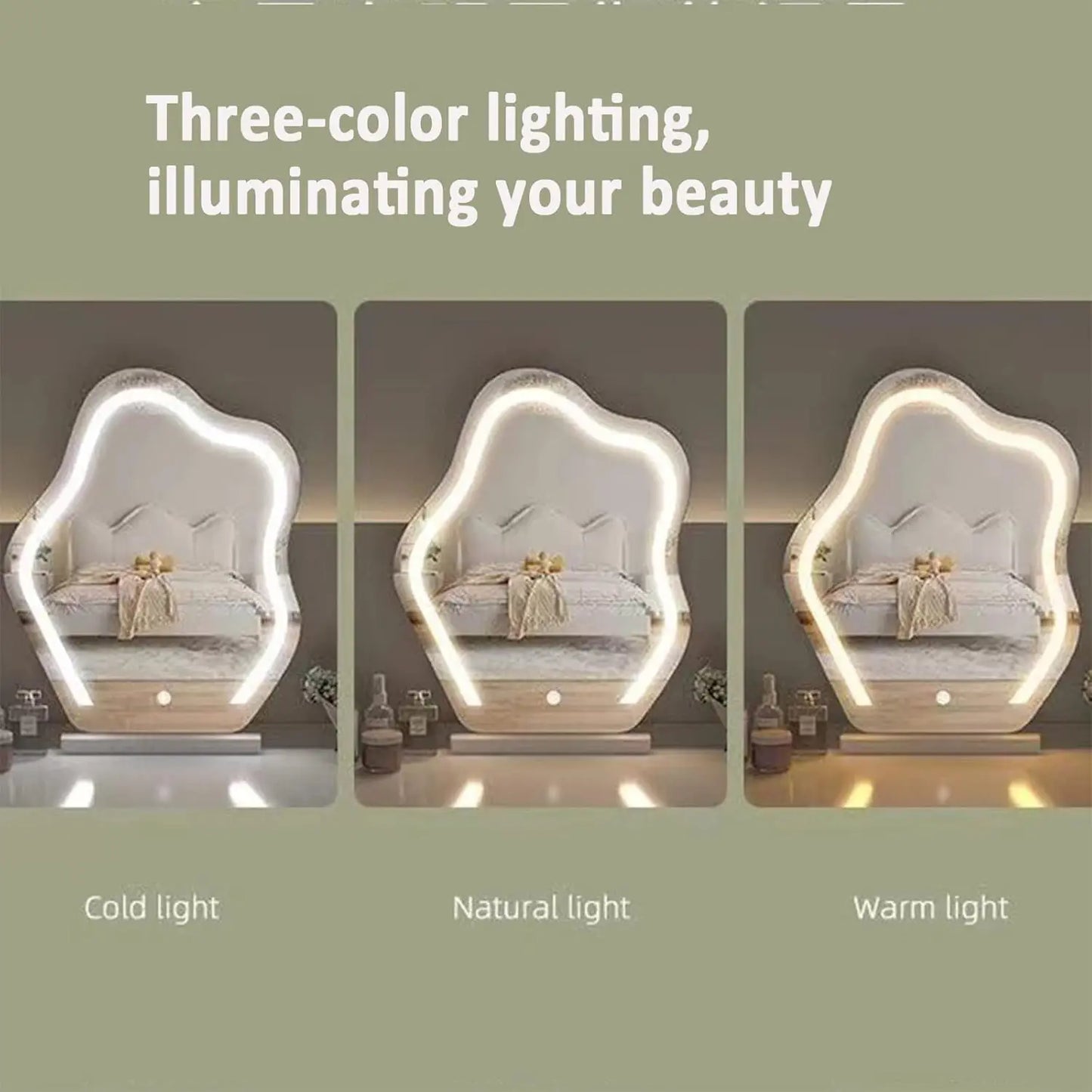 Tabletop Cosmetic Makeup Mirror with Led Lights Lighted Vanity Touchable Dimmable Multi-color Cloud Mirrors With stand FREE SHIPPING