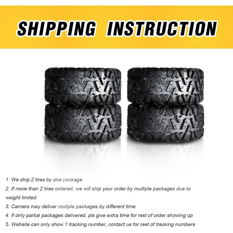 Complete Set of 4 All Terrain ATV UTV Tires 25x8-12 Front & 25x10-12 Rear 6PR Tubeless FREE SHIPPING