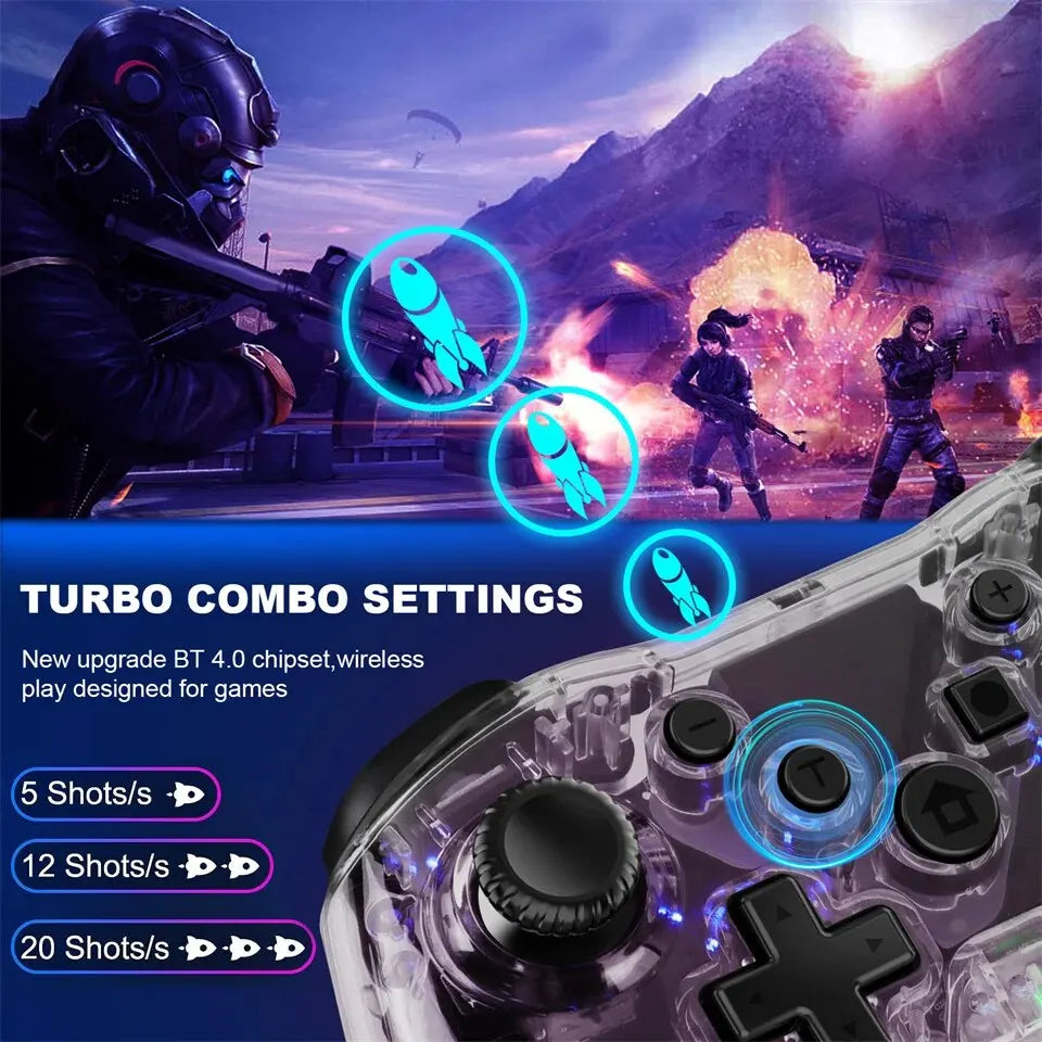 GAMINJA MG35 Wireless Gamepad RGB Light Bluetooth Controller For Nintendo Switch PS3 Smart Phone PC Joystick With Phone Holder FREE Shipping