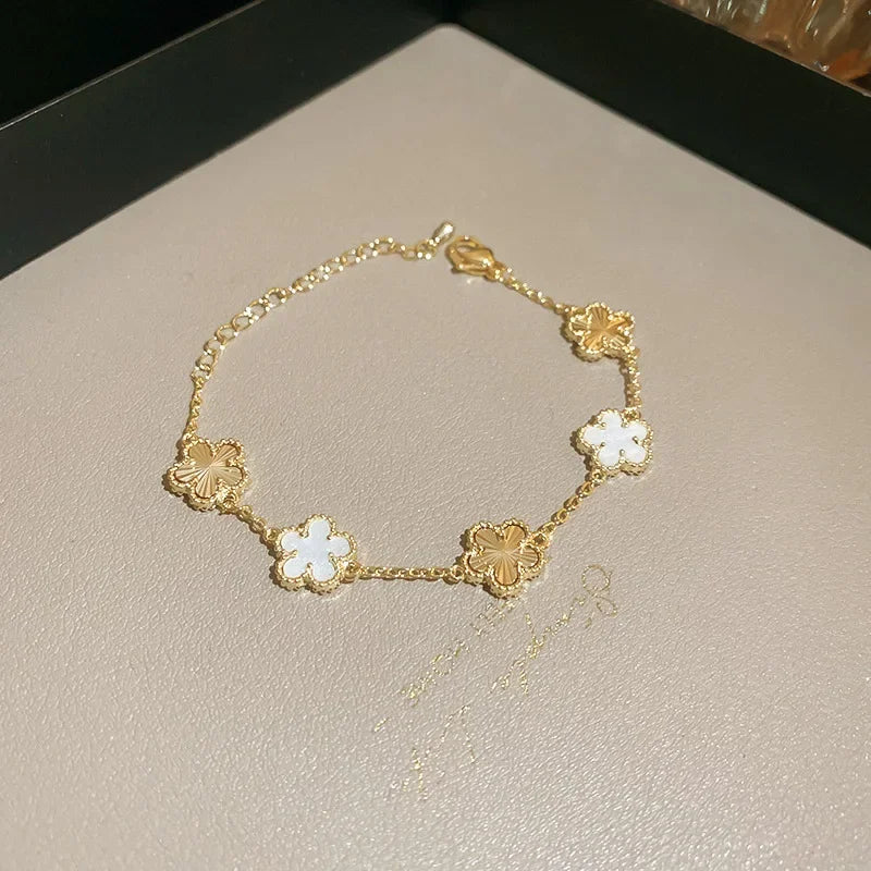 Fashion New Shell Stone Flower Bracelet for Women Personalized Stainless Steel Bracelet Jewelry Accessories Anniversary Gift FREE Shipping
