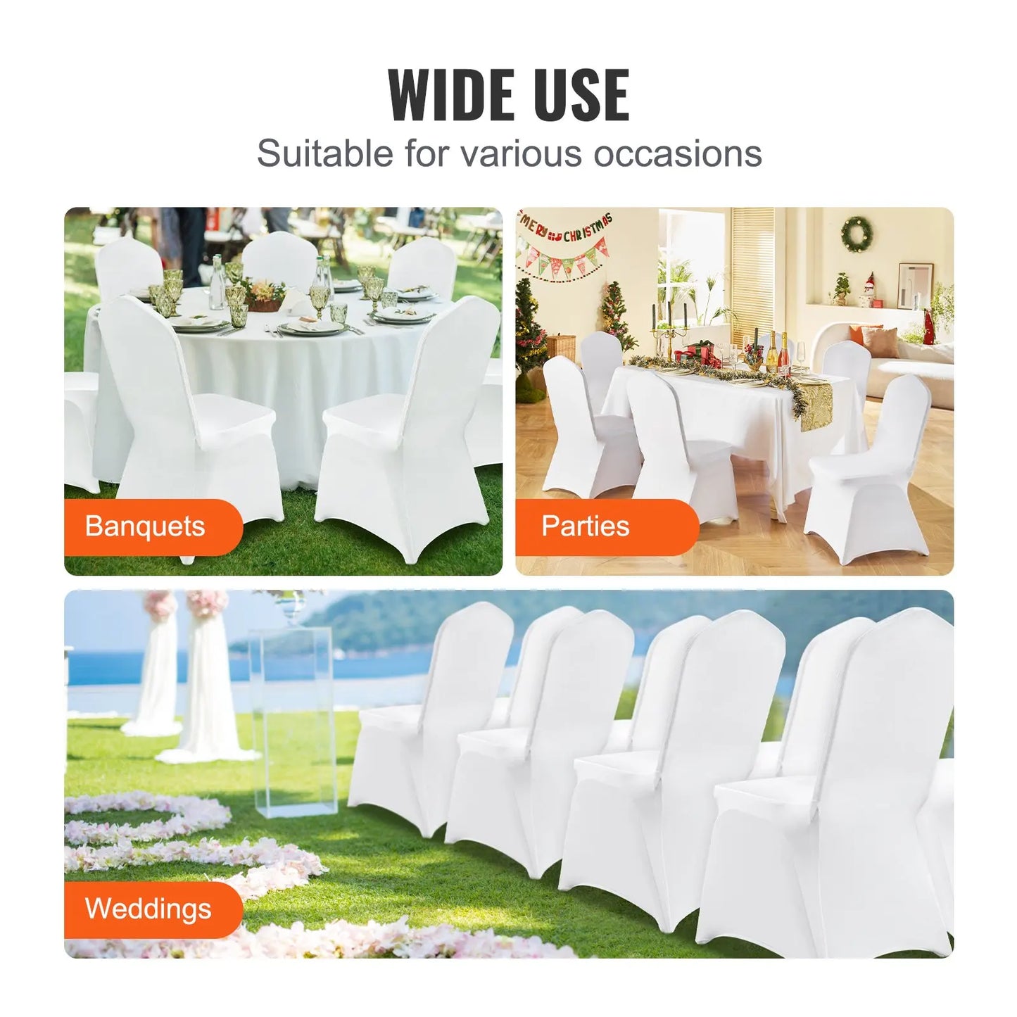 VEVOR 50Pcs Chair Cover Wedding Chair Covers Spandex Stretch Slipcover for Restaurant Banquet Hotel Dining Party Universal Cobertor de sillas fundas FREE Shipping