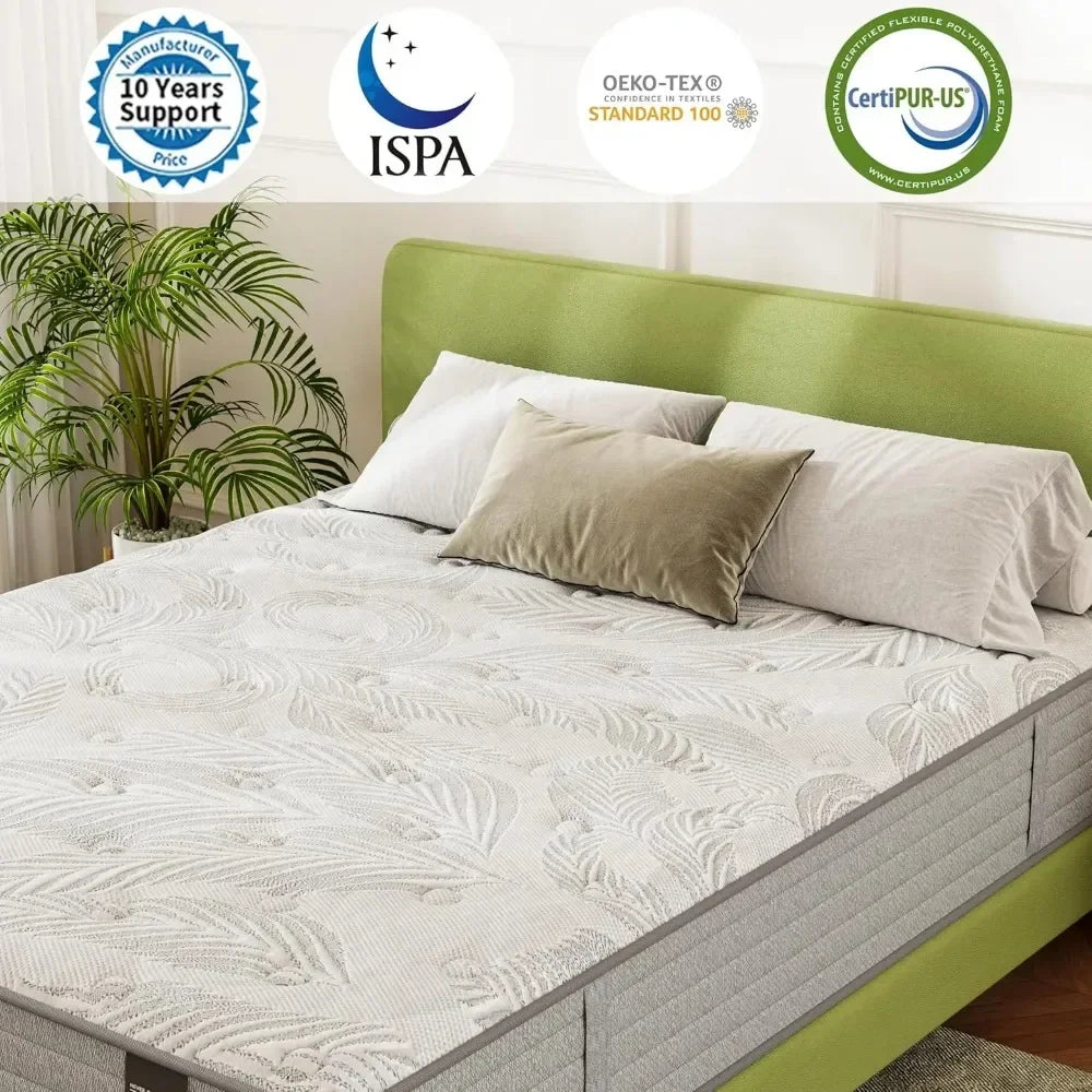 Full Size Mattress 12 Inch , Gel Memory Foam Mattress,Hybrid Full Mattress in A Box Individually Pocket Free Shipping