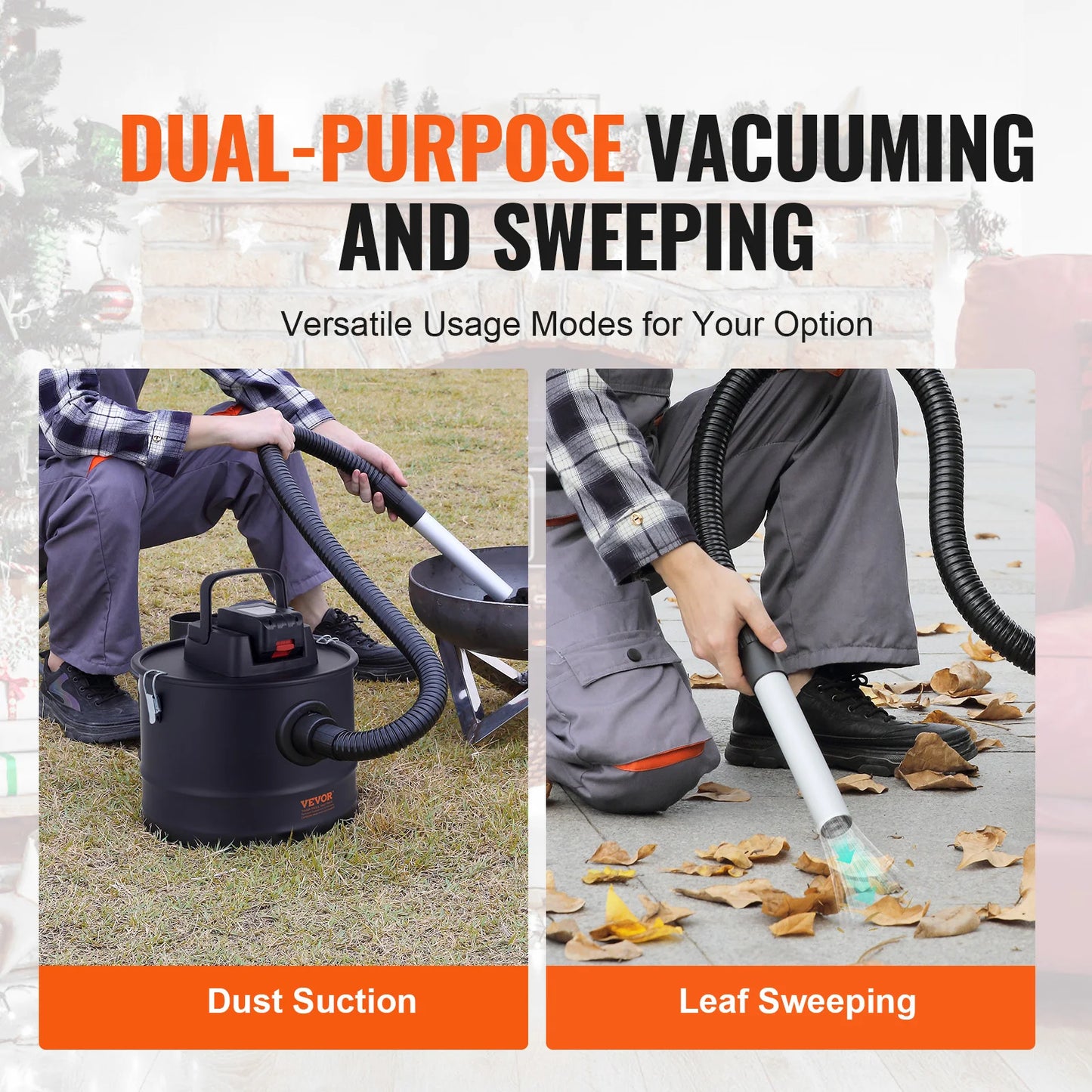 VEVOR Ash Vacuum Cleaner 12L Powerful Suction Fireplace Vacuum with Reverse Suction Power Cable 10 Kpa Max. Vacuum for Fireplaces Free Shipping