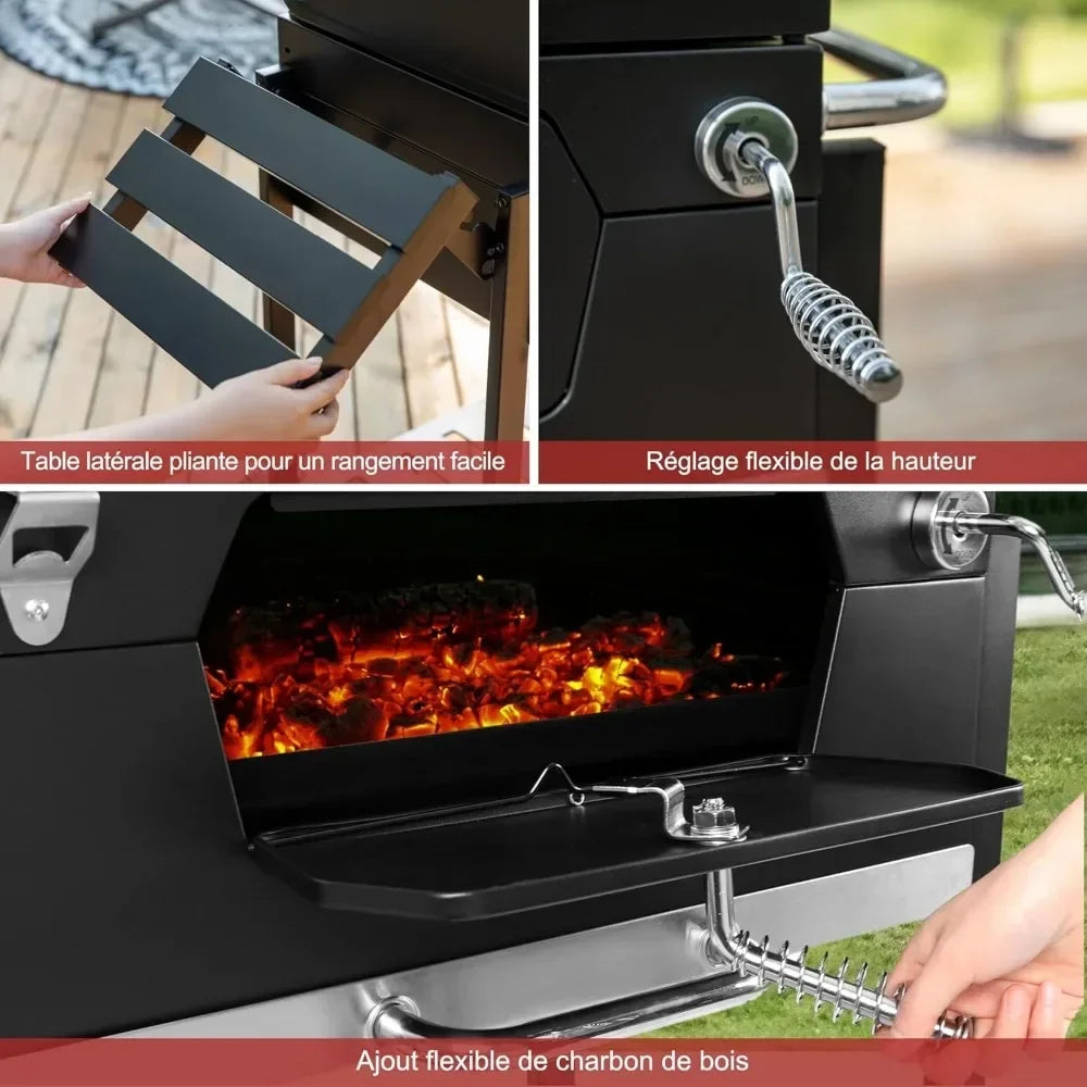 Grill 24-Inch Charcoal with Foldable Side Table, 490 Square Inches Heavy-duty BBQ Grill, O Garden and Backyard Grilling, Black FREE SHIPPING