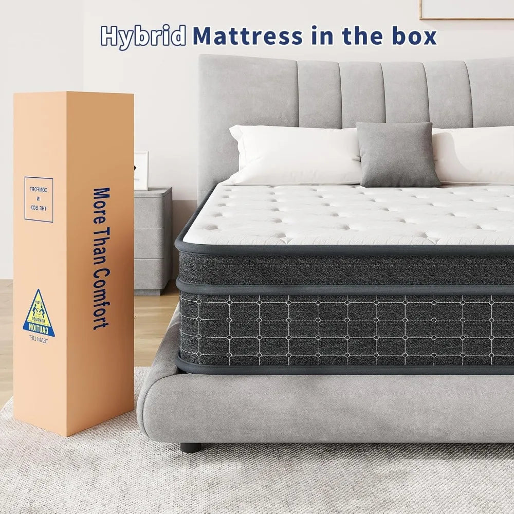 12 Inch Queen Mattress,Queen Size Mattresses in a Box, Individually Wrapped Pocket Coils for Isolate Motion,Pressure Relief, free shipping