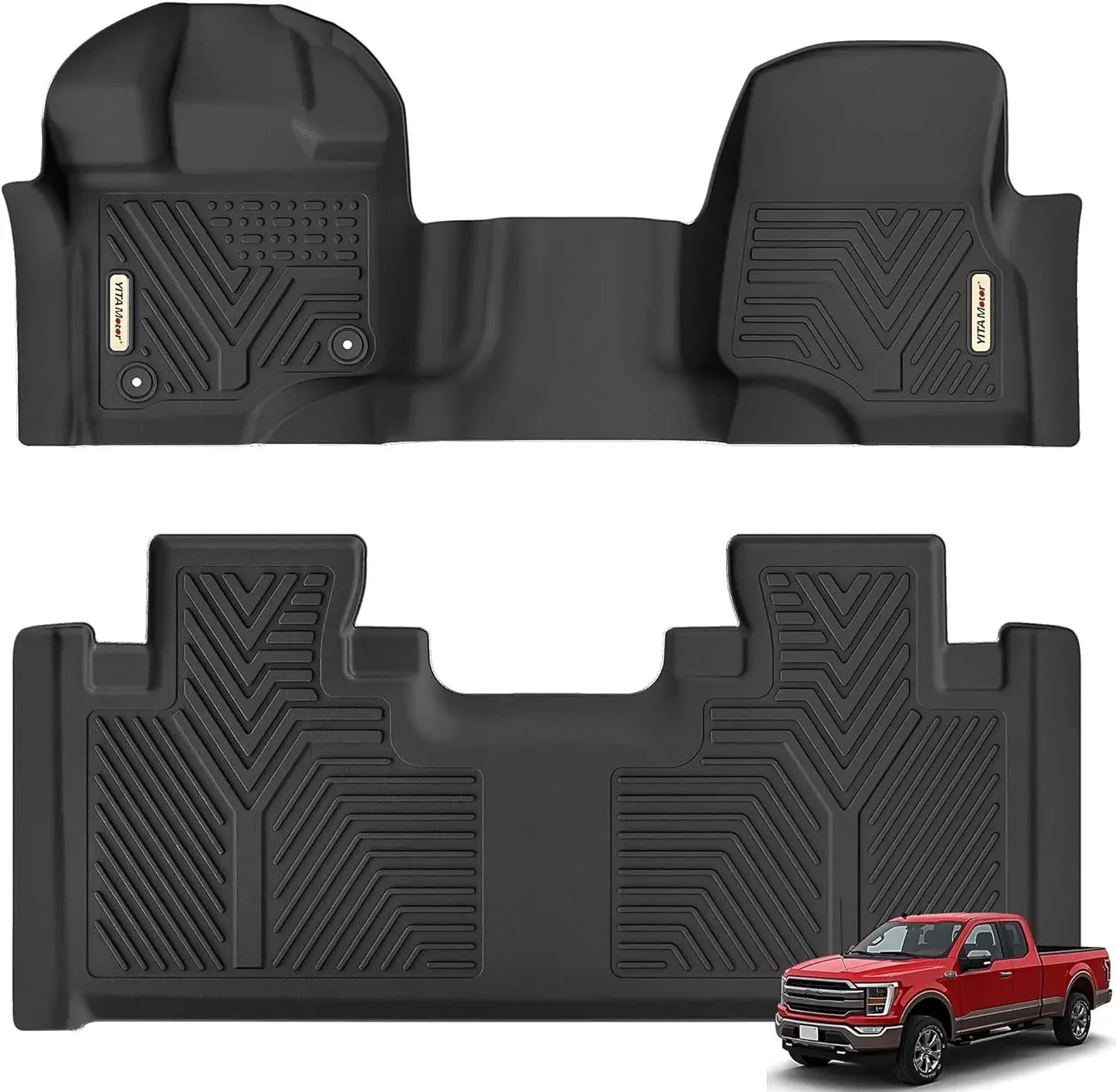 YITAMOTOR Floor Mats Fit for Ford F-150/F150 SuperCrew Cab 2025-2024 2015(Rear w/o U-Seat Flat Storage) Free Shipping