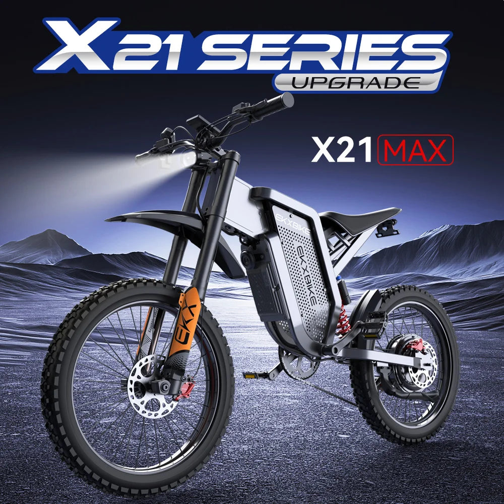 EKX X21 Max Electric Motorcycles 6000W Brushless Gearless Motors 60V30AH Lithium Battery Speed 85Kmh Adult Off Road MTB Ebike FREE Shipping