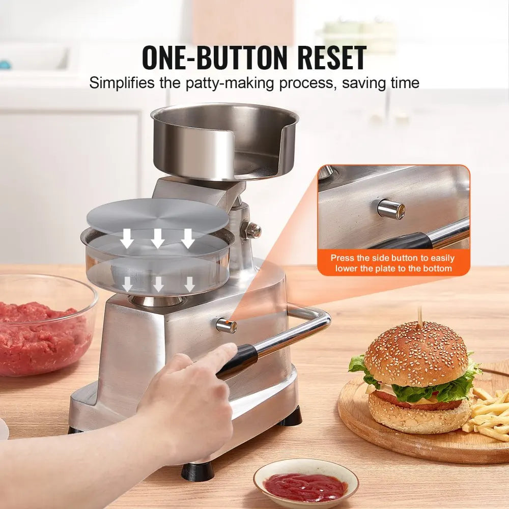 VEVOR Commercial Burger Patty Maker Hamburger Beef Patty Maker Heavy Duty Food-Grade Stainless Steel Bowl Burger Press Machine