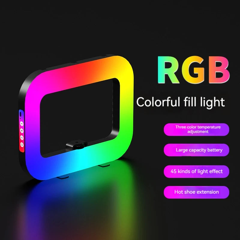New Handheld Ring LED Rechargeable Fill light Portable Mobile Phone Live Broadcast Photography Desktop Rabbit Cage Selfie Light FREE Shipping