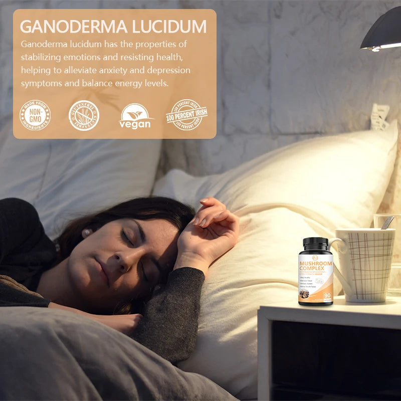 High Strength Mushroom Supplement 900MG Mushroom Complex Capsules - Brain Supplements for Memory and Focus Vegan Free Shipping