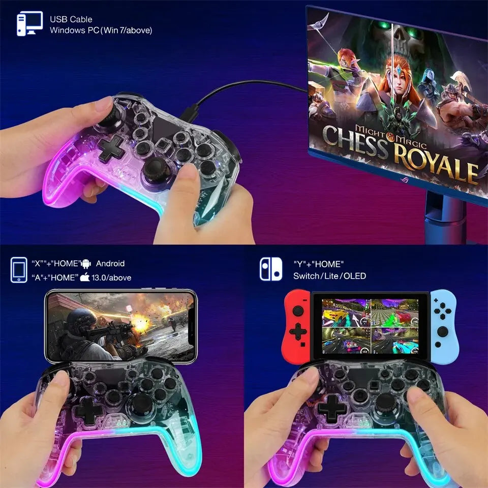GAMINJA MG35 Wireless Gamepad RGB Light Bluetooth Controller For Nintendo Switch PS3 Smart Phone PC Joystick With Phone Holder FREE Shipping