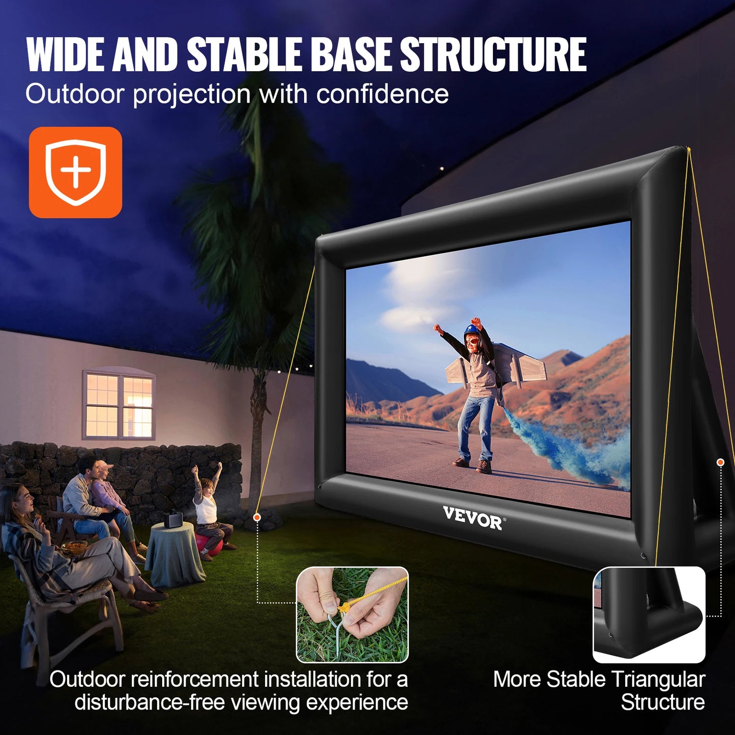 VEVOR Inflatable Movie Screen 14/16 FT Inflatable Projector Screen for Outside w/ Blower for Outdoor Party Backyard Movie Night