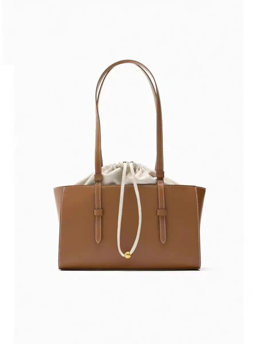 Luxury Fashionable High-quality Shoulder Bag Wild Drawers Bouquet Mouth Handbag Multifunctional Soft Leather Messenger Bag FREE Shipping