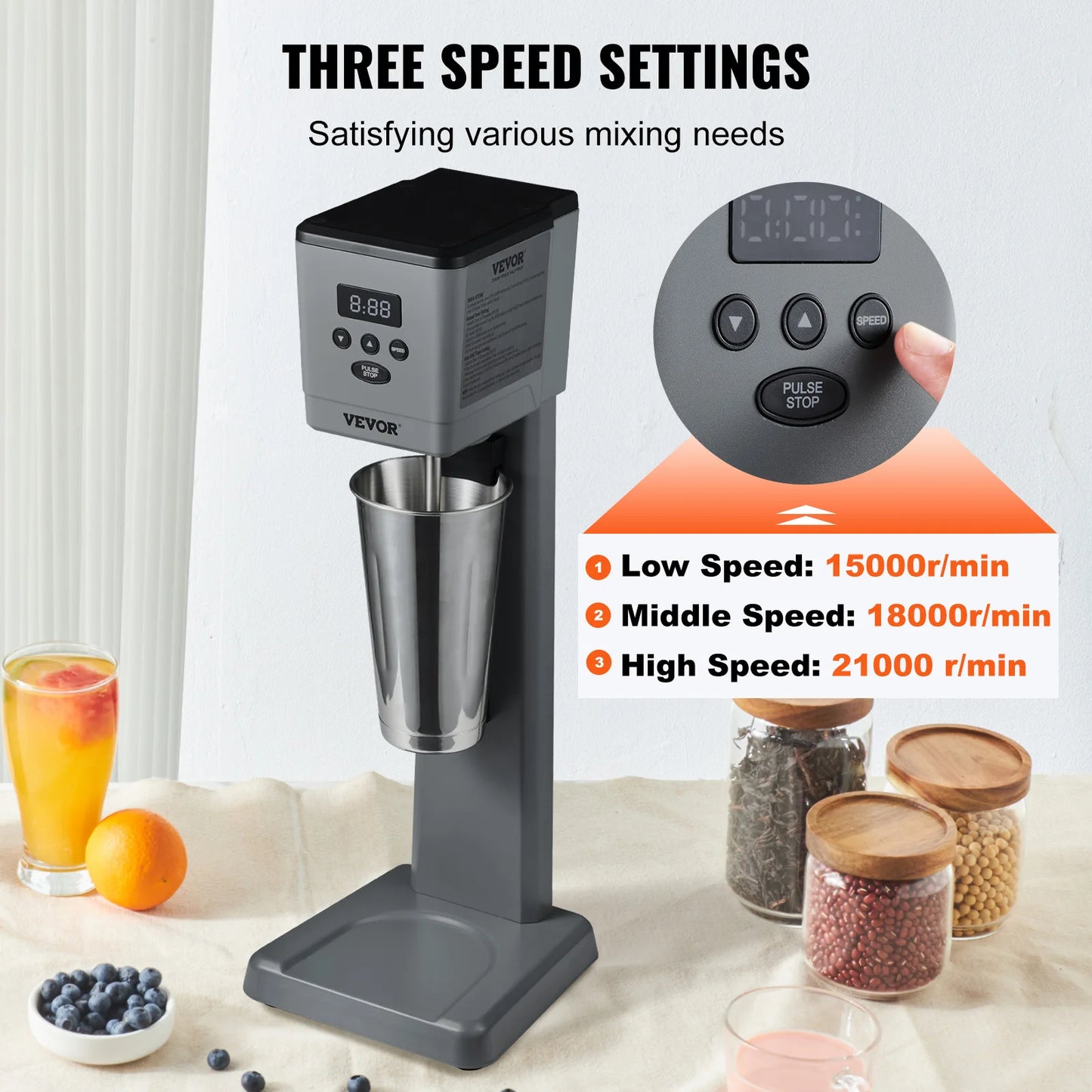 VEVOR Milkshake Maker 375W Electric Milkshake Machine Single Head Drink Mixer Blender Machine with 820 ml Stainless Steel Cup Free Shipping