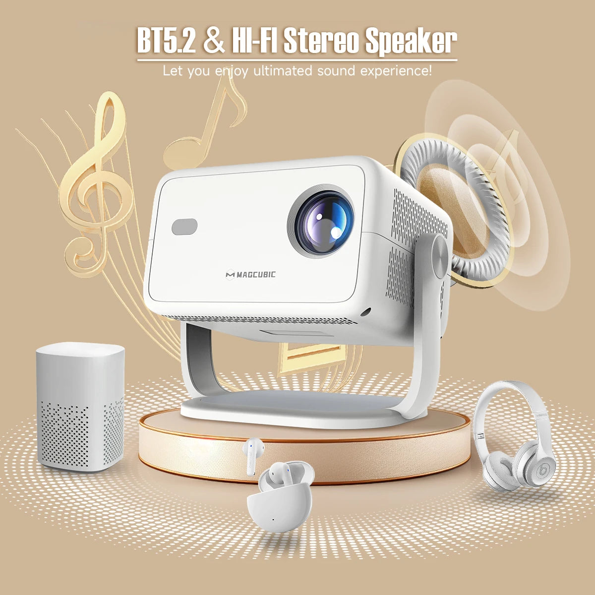 Magcubic 4K L018 Android11 Projector 650ANSI Native 1080P Auto Focus & Keystone BT5.2 WIFI6 Allwinner H713 Portable 360° Rotate Projector with 5G WiFi and Bluetooth, Native 1080P FREE SHIPPING