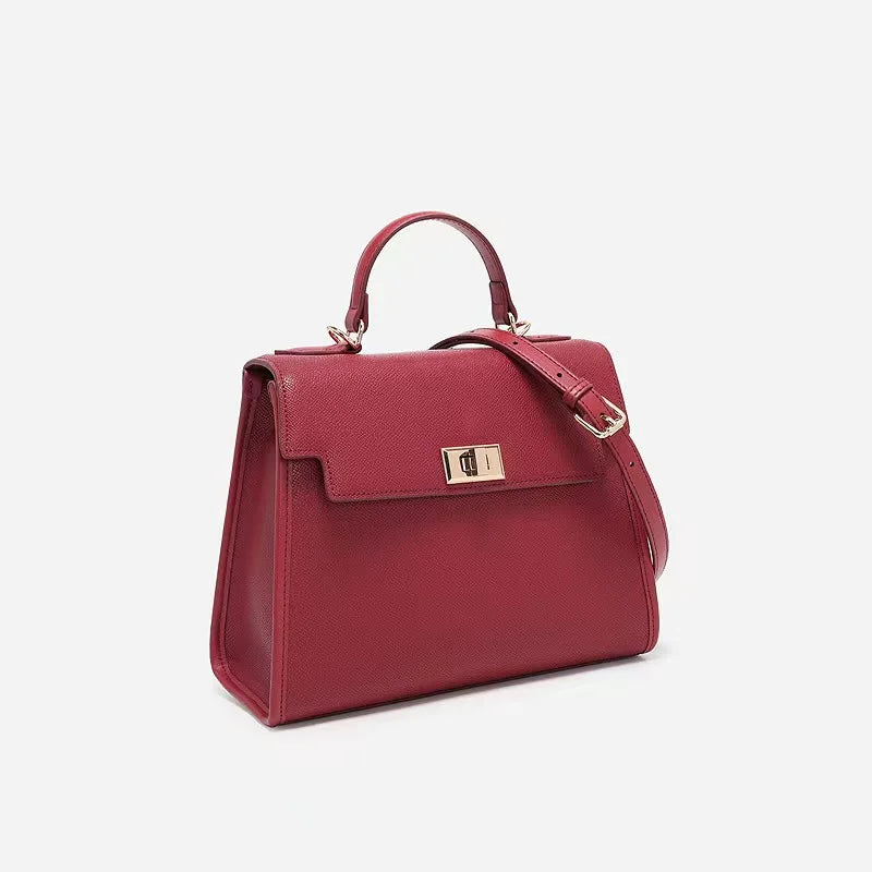 Bag Deluxe Wedding Genuine Leather Handbag Kelly Cowhide Shoulder Bag Women Messenger Flap Bag