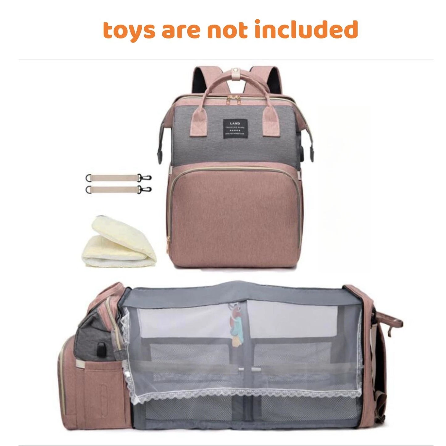 3 In 1 Foldable Baby Diaper Bags Backpack Waterproof Large Capacity Baby Travel Crib Bed Portable Maternity Mommy Baby Nappy Bag