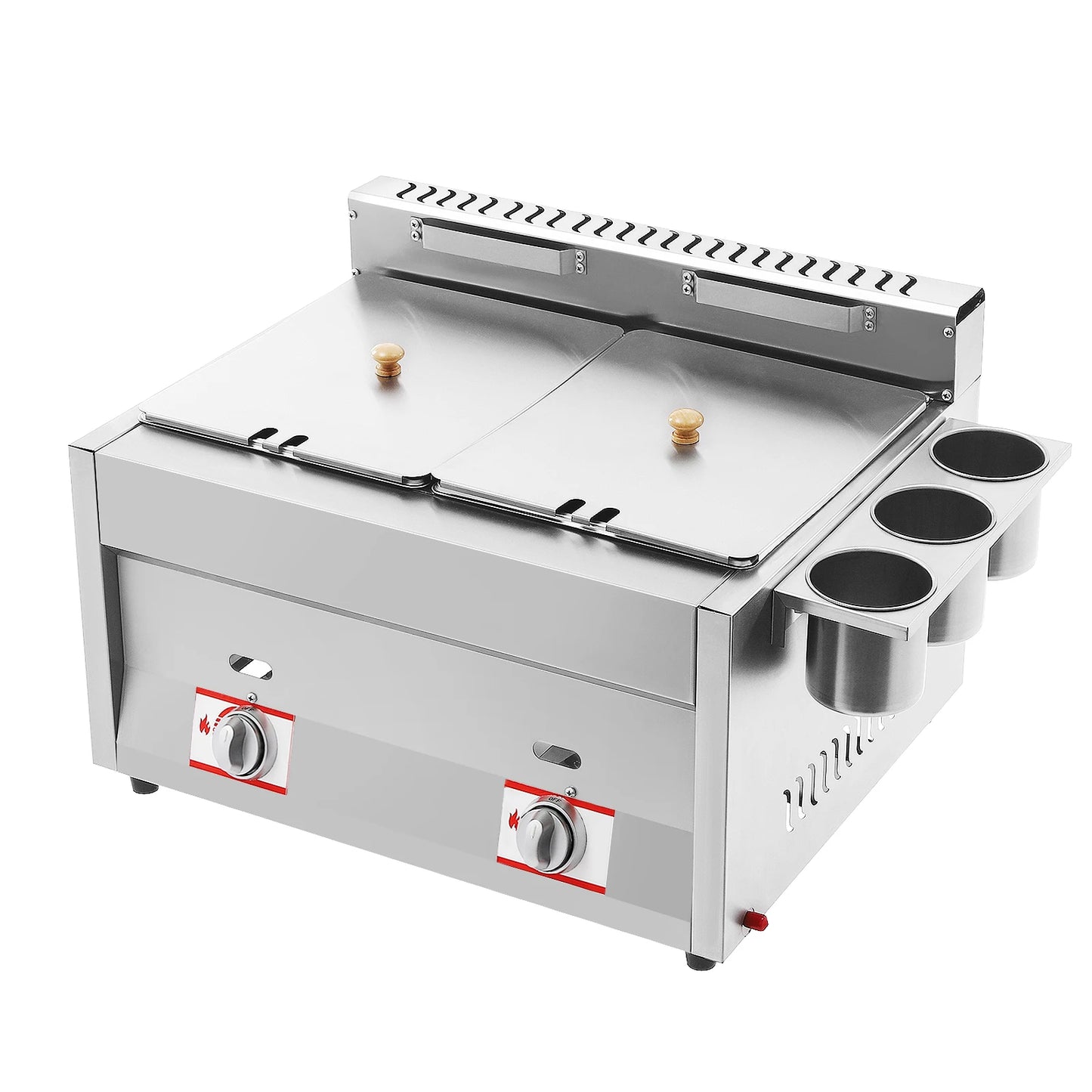6L Commercial Deep Fryer, Anti-scalding Handles and Filter Basket Hangers, Adjustable Firepower with Independent Heat Control Free Shipping