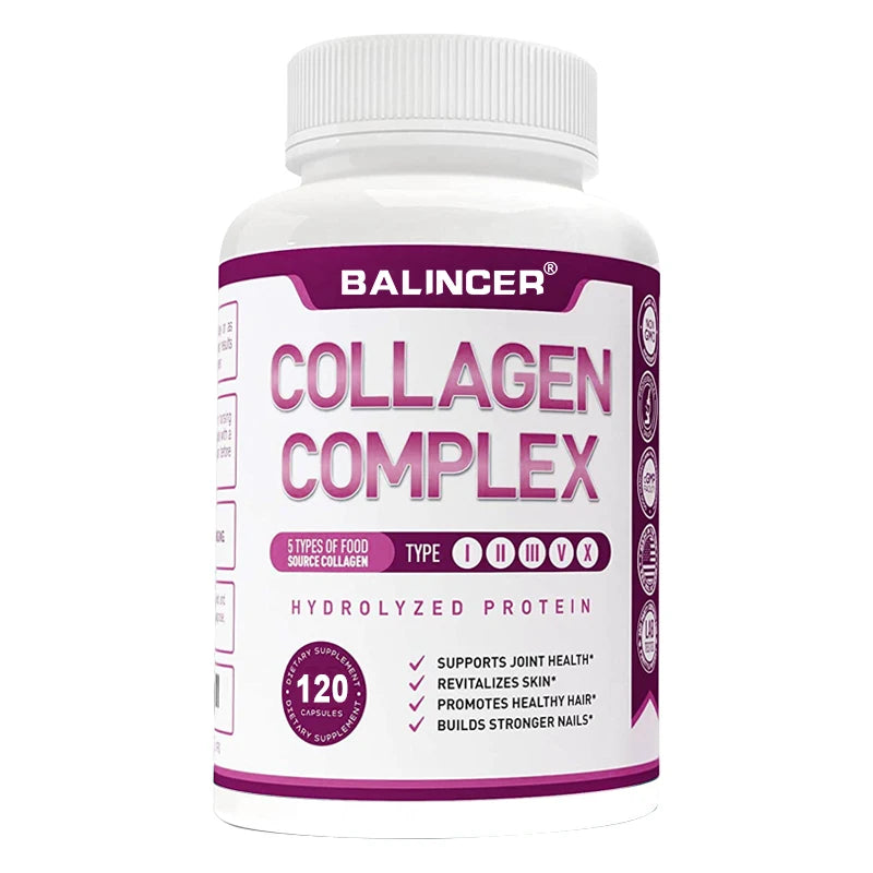 Hydrolyzed Collagen Peptides + Protein Supports Hair, Skin, Nails, Joints & Bones - Contains Type 5, I, II, III, V, X - Non-GMO FREE Shipping