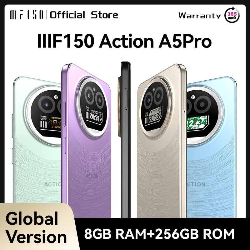 IIIF150 Action A5Pro Phone Dual Screen Design Smartphone Android 15 8GB RAM 256GB ROM 6.8" HD+ Display 5100mAh Samsung S24FREE Shipping