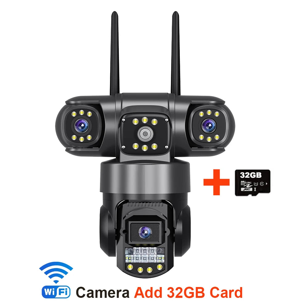 V380 Pro WiFi IP Camera Outdoor 12MP 6K Triple Lenses Triple Screens Security Video Monitor Night Vision Waterproof CCTV Cameras FREE Shipping