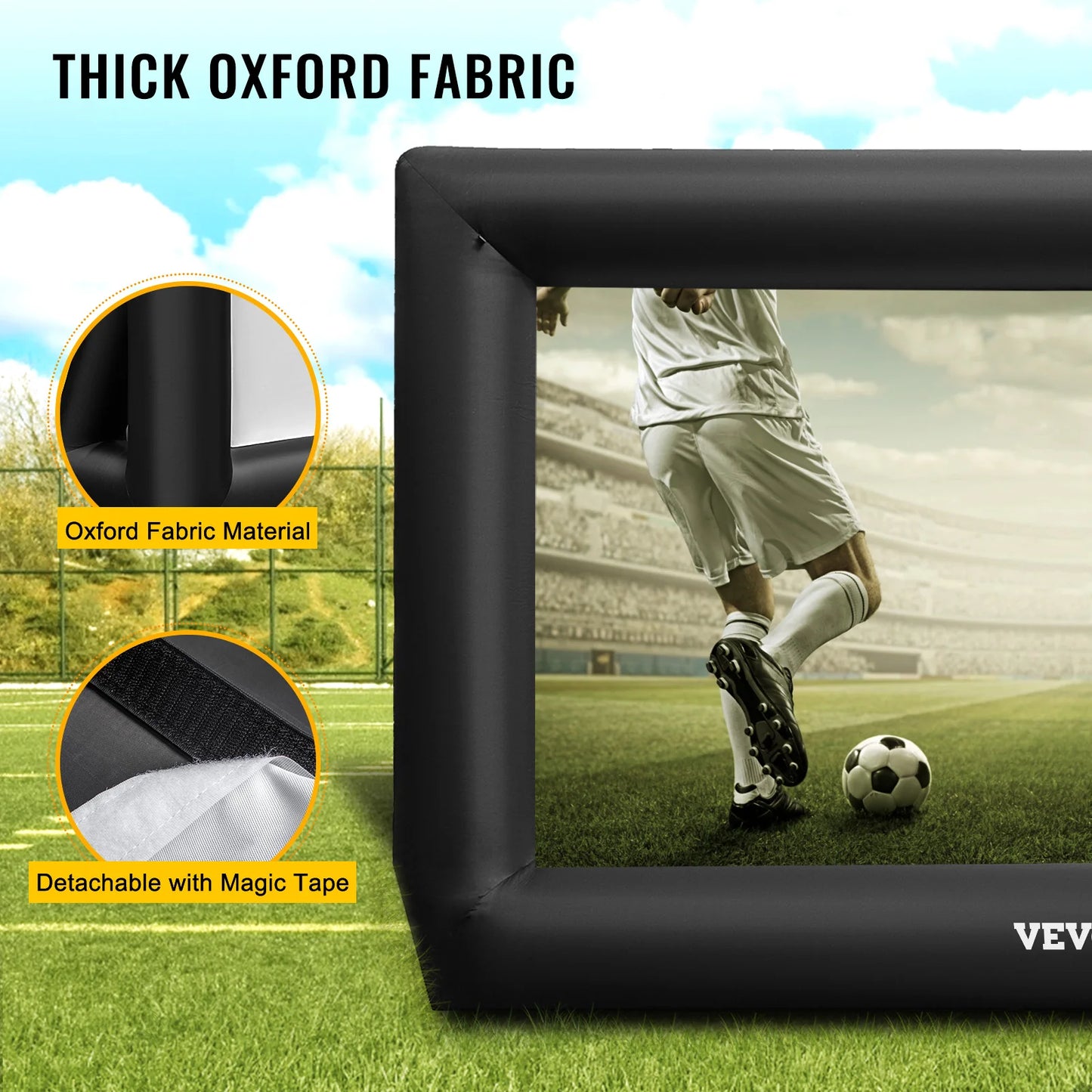 VEVOR Inflatable Movie Screen 24FT Inflatable Projector Screen w/ 360W Air Blower Blow Up Screen Supports Front/Rear Projection FREE Shipping