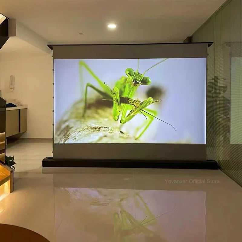 150 Inch Max Electric ALR CLR Rollable Floor Rising Long Throw Projector Screen Grey Crystal Ambient Light Rejecting HD 3D 8K FREE Shipping