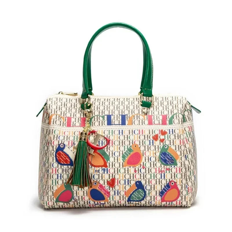 CH Women's Handbags 2024 Spring New Women's Commuter Crossbody Bag Bronze Fashion Luxury DesignColorful Printed Monogram