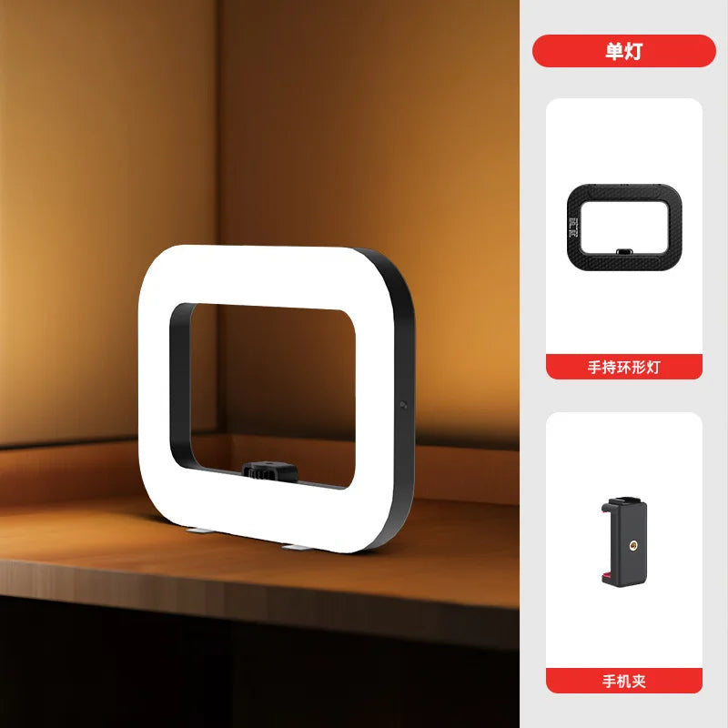New Handheld Ring LED Rechargeable Fill light Portable Mobile Phone Live Broadcast Photography Desktop Rabbit Cage Selfie Light FREE Shipping