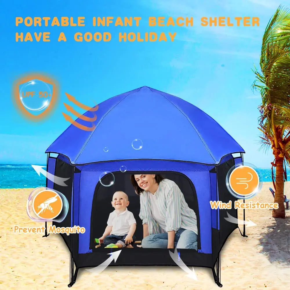 Outdoor Baby Playpen with Canopy Beach Tent for Kids and Toddlers Portable Lightweight Pop Up Pack and Play Playards with Travel FREE Shipping