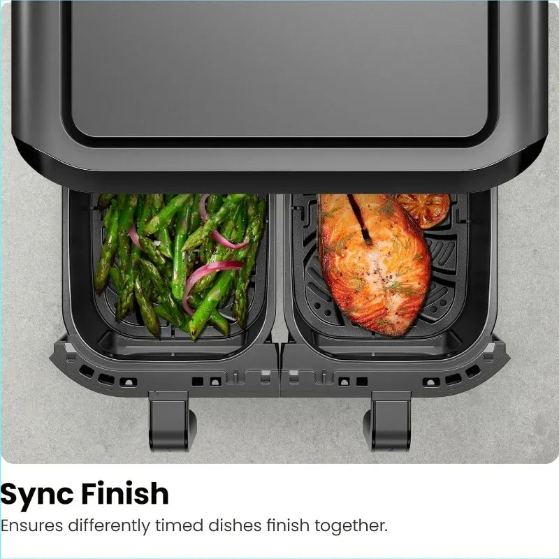 Chefman 6 and 9 Quart Dual Basket Air Fryer - Digital Touchscreen, Smart Sync Finish, Hi-Fry, Auto Shutoff, 2 Independent 3QT Nonstick FREE Shipping