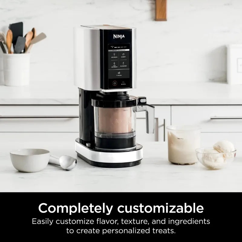 Ninja CREAMi Ice Cream Maker, White, 5 One-Touch Programs, 2 16oz Pints with Storage Lids FREE Shipping