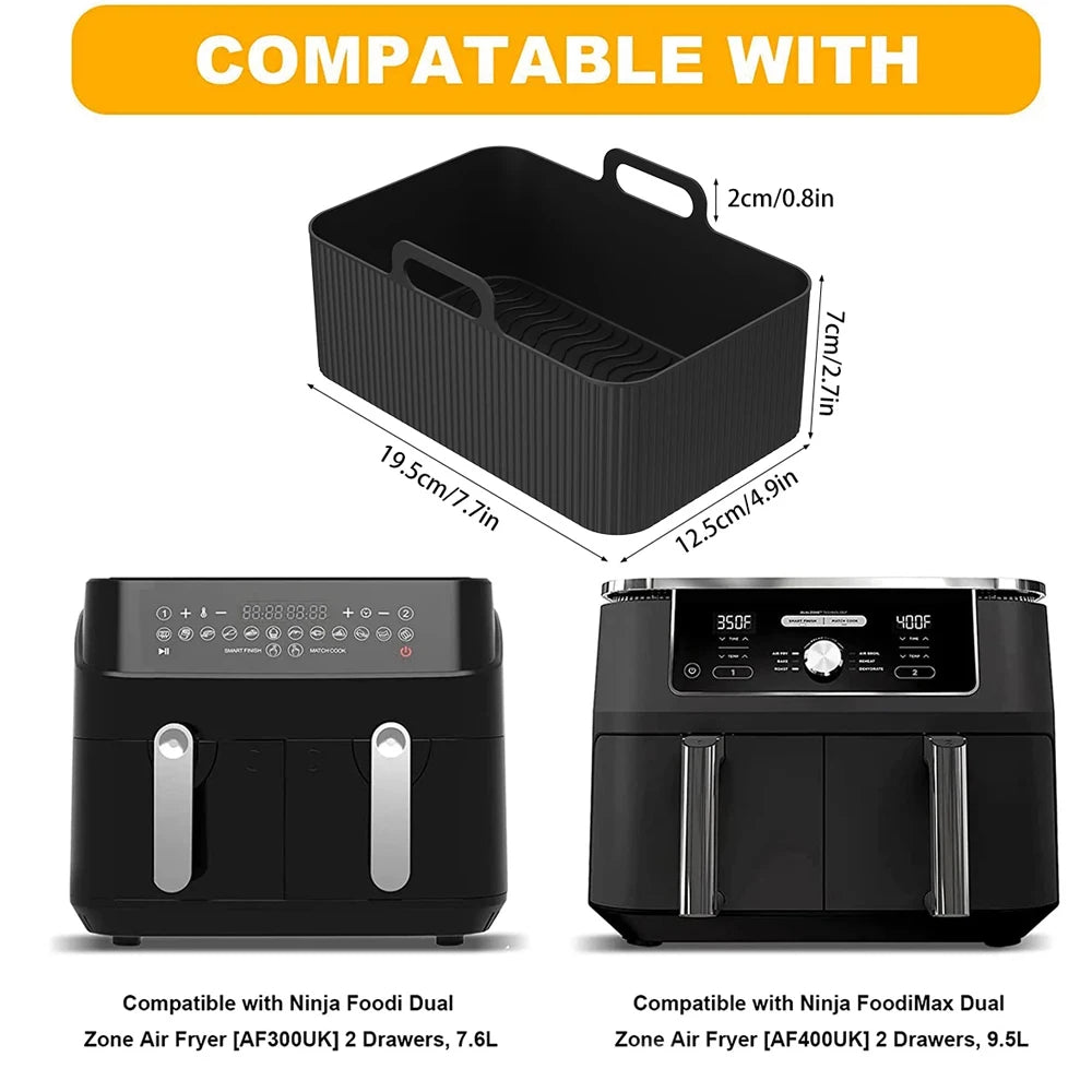 1/2PCS Reusable Air Fryer Silicone Tray Dish Dual 2 Basket Baking Pan Oven Pot Plate Liner Dual Air Fryer Accessories For Ninja FREE Shipping