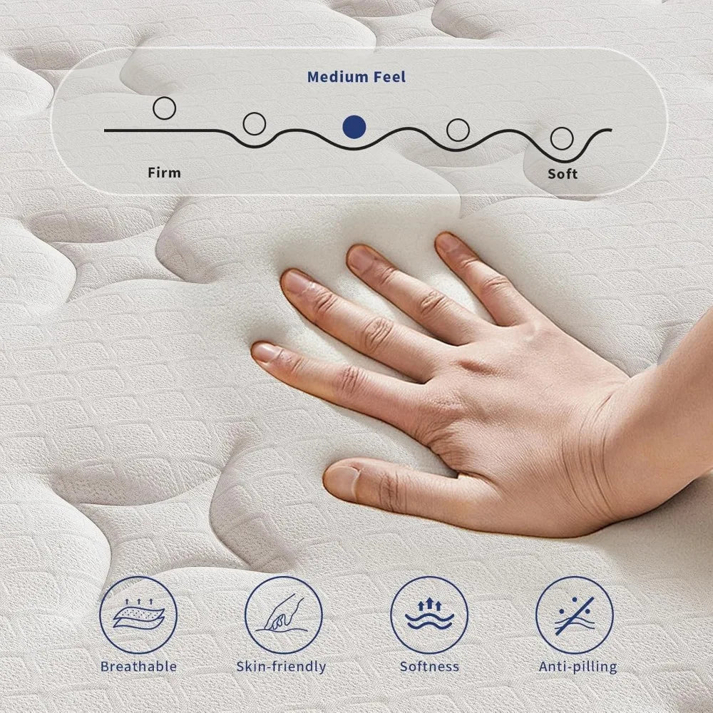 12 Inch Queen Mattress,Queen Size Mattresses in a Box, Individually Wrapped Pocket Coils for Isolate Motion,Pressure Relief, free shipping