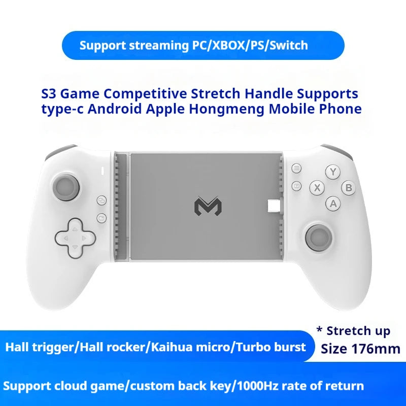 Memo S3 Gamepad Type-C Mobile Phone Controller Hall Effect Stretching Handle Stick Joystick Android Ps Cloud Game Customized PES Mobile FIFA Call of Dutty FREE Shipping